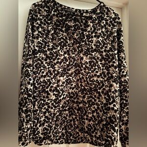 Adrianna Papell Black and Tan Animal Print Blouse